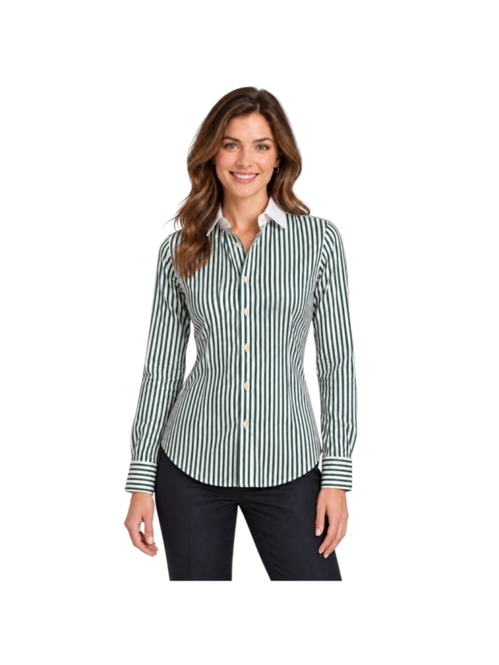 Polo Ralph Lauren NWT Green White Striped Custom Fit Shirt Size 2